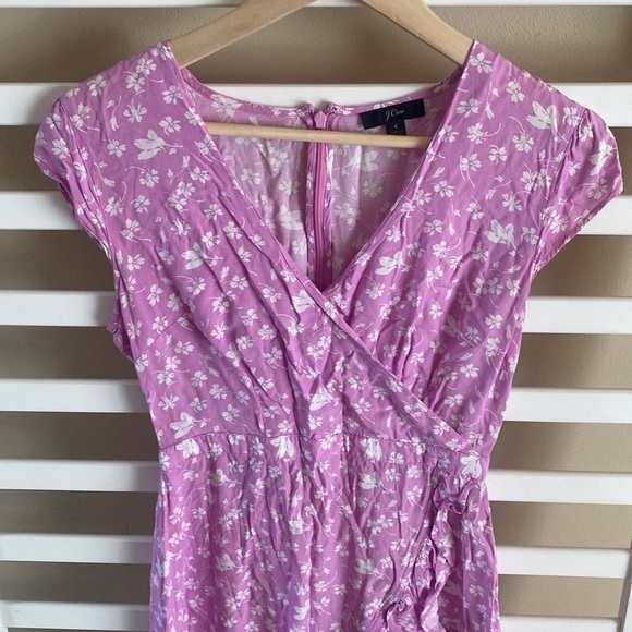 J Crew Ruffle-front mini dress in soft rayon bubblegum floral Size 4 - Picture 6 of 14